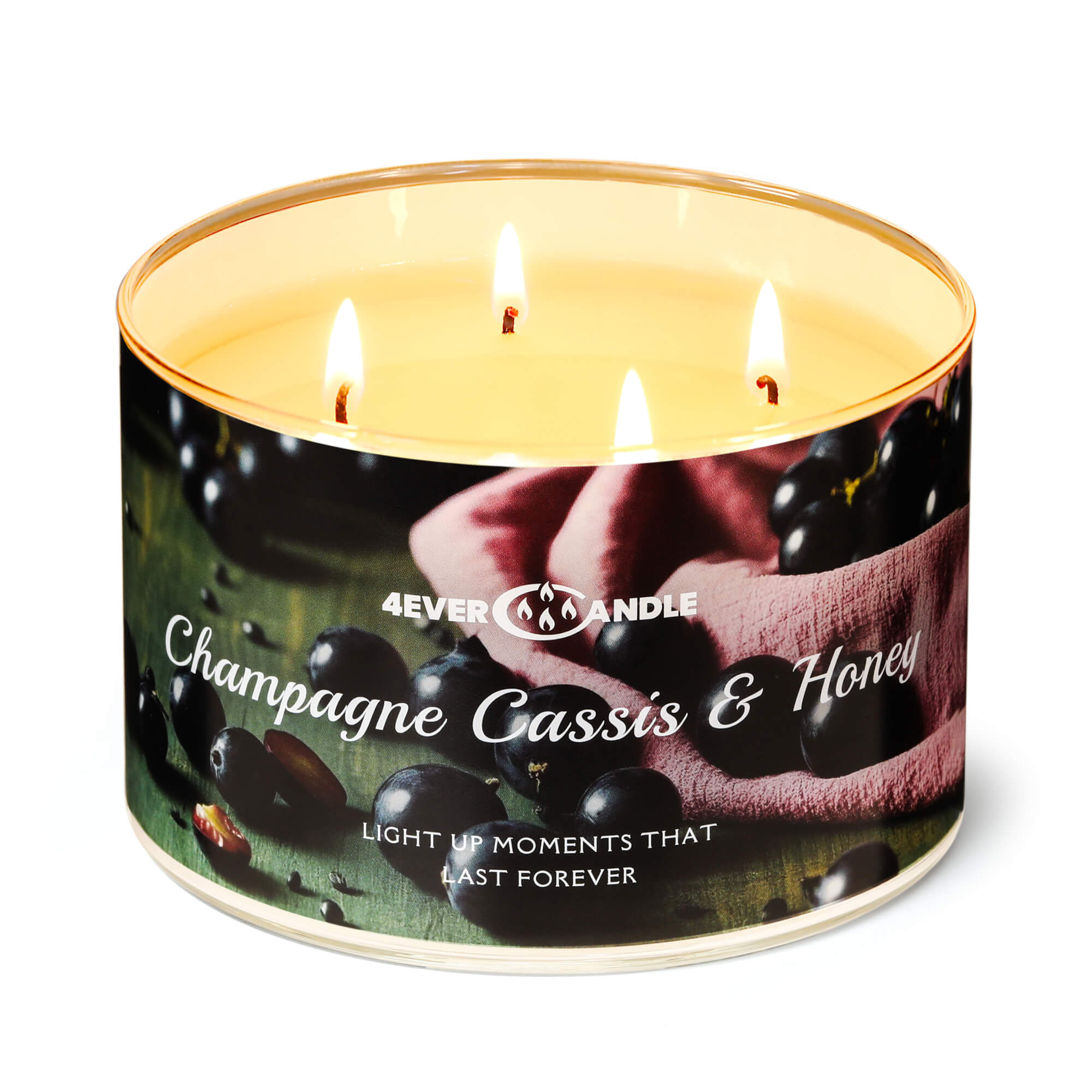 Picture of 4EVER CANDLE Over 50 Hours Jar Candle - 4-Wick Long-Lasting Scented Candles, 18oz Natural Soy Wax Candle for Home, Candle Gifts for Women & Men, Champagne Cassis & Honey